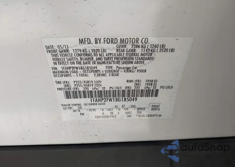 2011 Ford Taurus Limited из США, поврежденный, VIN 1FAHP2FW1BG185049